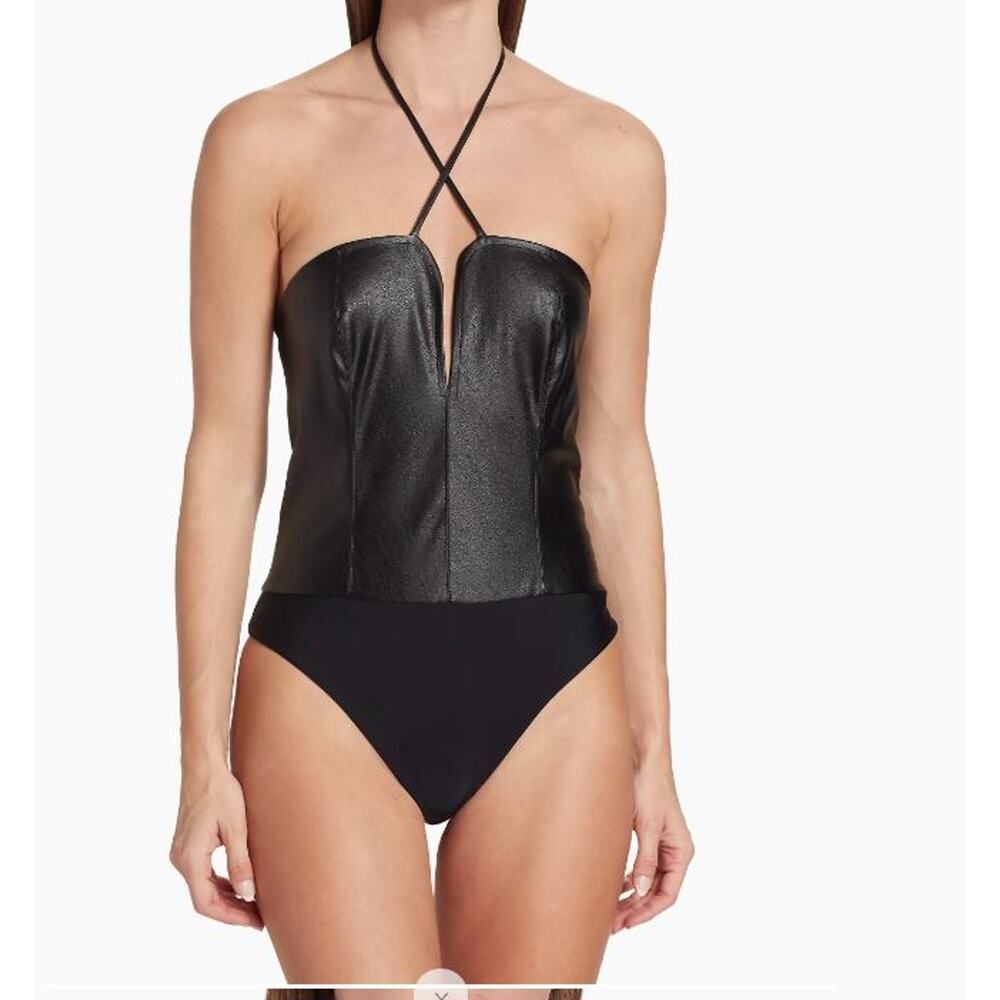 NONCHALANT WOmen's Bambi Vegan Leather Bodysuit TOP XS S NWT 297